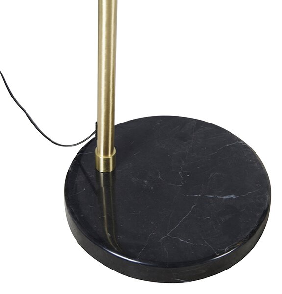 Lampa łukowa mosiężna z podstawą z czarnego marmuru, regulowana - XXL