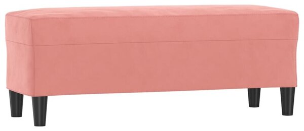 Ławka, różowy, 100x35x41 cm, tapicerowana aksamitem