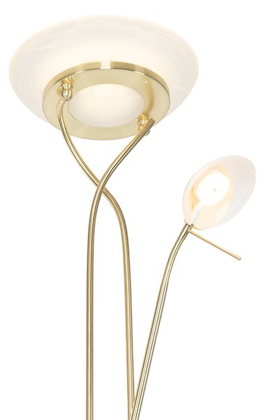 Lampa podłogowa mosiężna z diodą LED i ściemniaczem oraz lampką do czytania - Empoli