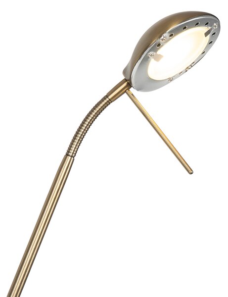 Nowoczesna lampa podłogowa brązowa z lampką do czytania w tym LED ściemniane do ciepłego - Diva
