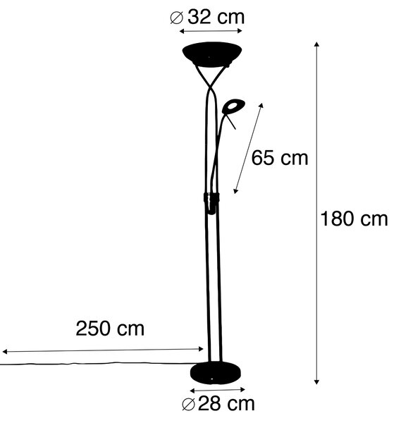Lampa podłogowa mosiężna z diodą LED i ściemniaczem oraz lampką do czytania - Empoli