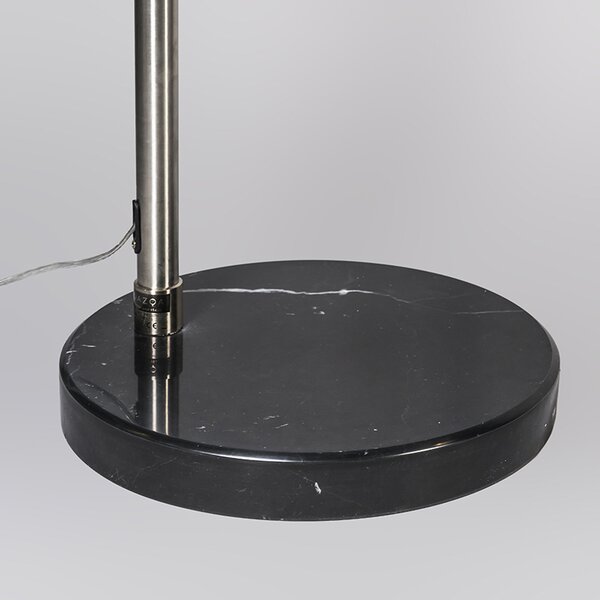 Stalowa lampa łukowa z białym kloszem materiałowym 45 cm - XXL