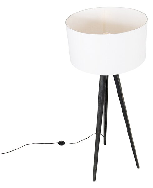 Lampa stojąca trójnóg czarna z kloszem białym 50 cm - Tripod Classic