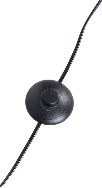 Lampa stojąca na statywie czarna z abażurem z lnu czarnego 45 cm - Tripod Classic