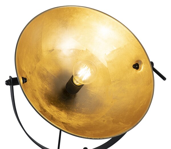 Lampa podłogowa czarna ze złotym wykończeniem 35 cm z regulacją - Magnax