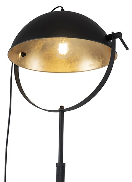 Lampa podłogowa czarna ze złotym wykończeniem 35 cm z regulacją - Magnax