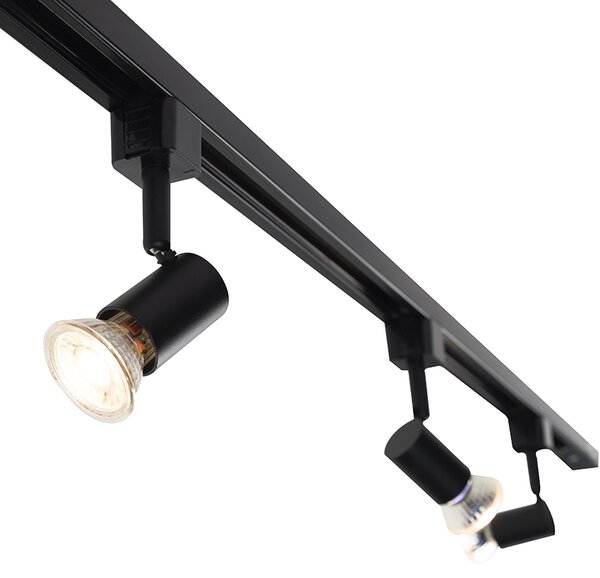 Nowoczesny system szynowy z 3 reflektorami czarny 1-fazowy - Iconic Jeany