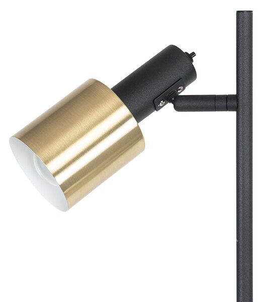 Designerska lampa podłogowa czarna ze złotem 2-światła - Stijn