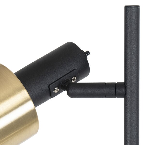 Designerska lampa podłogowa czarna ze złotem 2-światła - Stijn