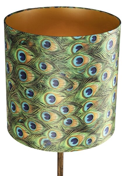 Vintage lampa podłogowa złota z motywem pawia 40 cm - Simplo