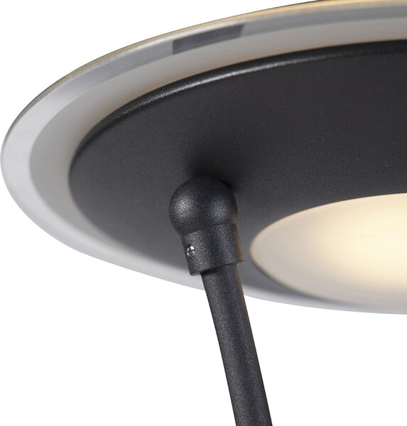 Lampa stojąca czarna z ramieniem do czytania, w tym LED i port USB - Sevilla