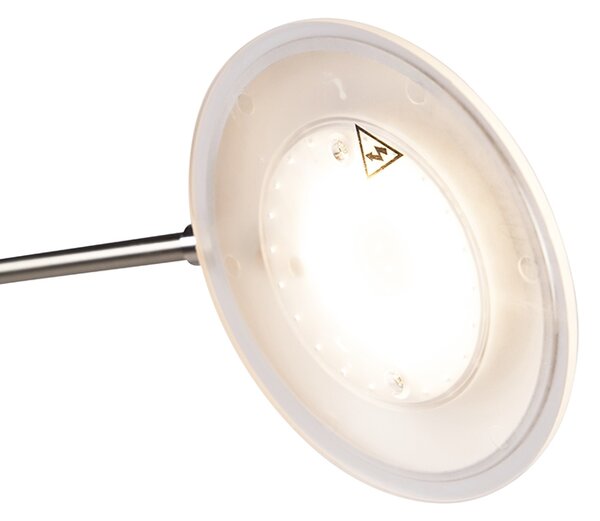 Stalowa lampa podłogowa z ramieniem do czytania, w tym LED i port USB - Sevilla