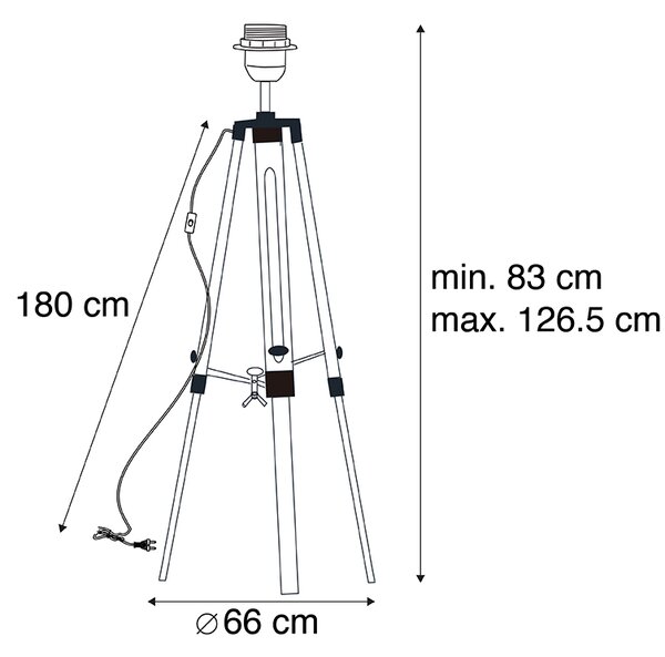 Lampa stojąca czarna bez klosza - Tripod