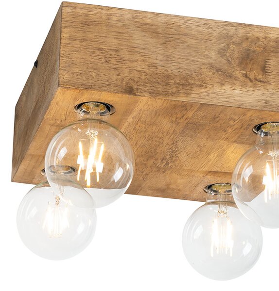 Rustykalna lampa sufitowa z drewna vintage 4-światłowa - Bloc