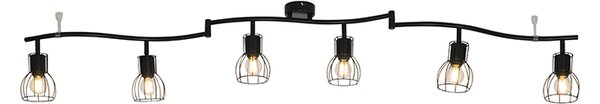 Nowoczesny plafon z reflektorami czarny 145 cm 6-świateł - Botu