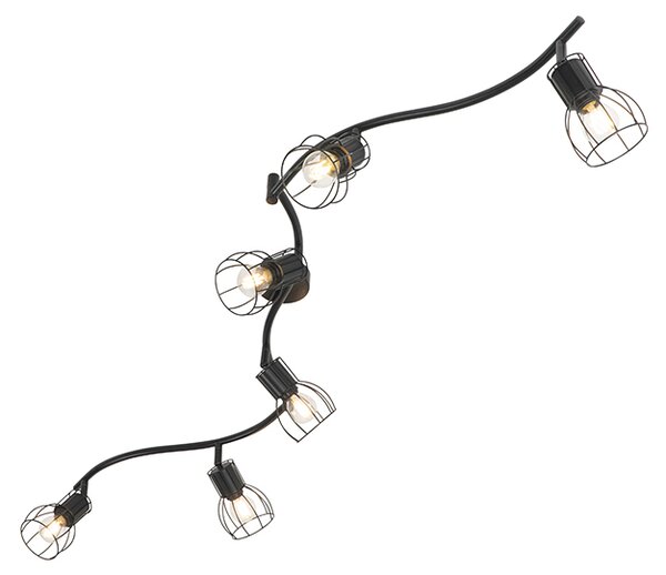 Nowoczesny plafon z reflektorami czarny 145 cm 6-świateł - Botu