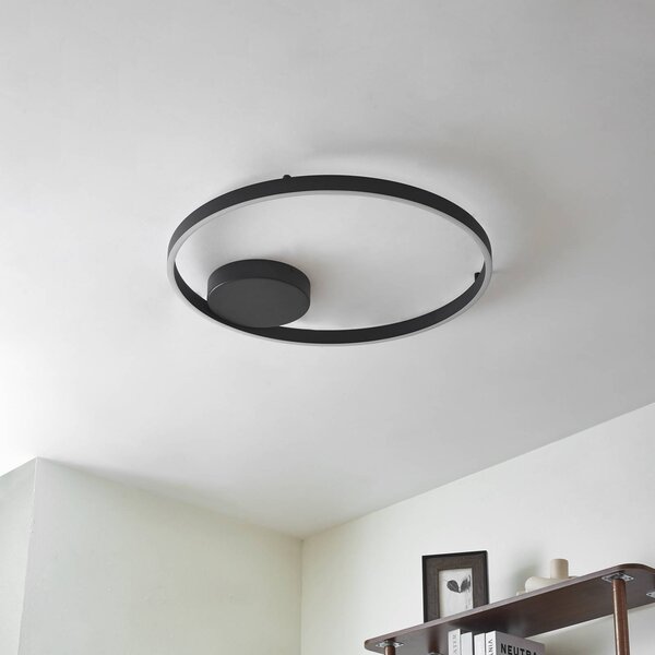 Inteligentna lampa sufitowa Moise Lucande, możliwość ściemniania, czarny, salon / jadalnia, aluminium, nowoczesny