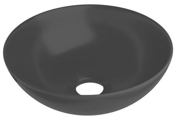 Umywalka łazienkowa, ceramiczna, matowa czerń, okrągła