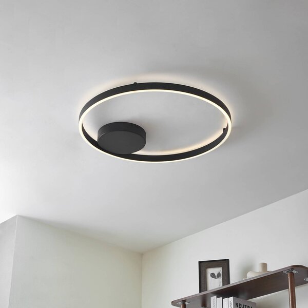 Inteligentna lampa sufitowa Moise Lucande, możliwość ściemniania, czarny, salon / jadalnia, aluminium, nowoczesny