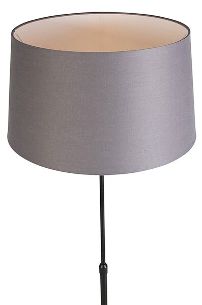 Lampa stojąca czarna z abażurem z ciemnoszarego lnu 45 cm - Parte