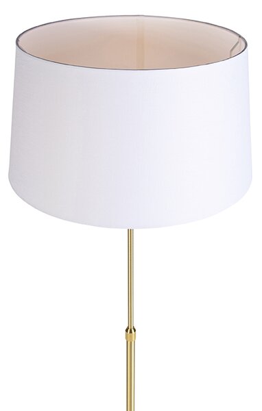 Lampa podłogowa złota/mosiężna z białym abażurem lnianym 45 cm - Parte