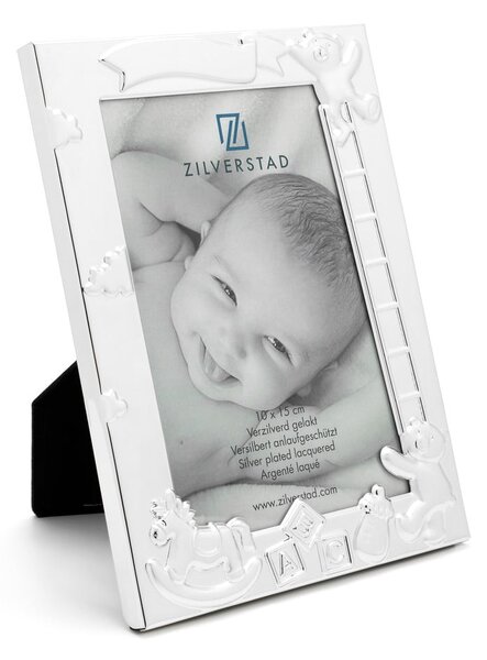 Metalowa ramka stojąca w kolorze srebra 27x11 cm Baby – Zilverstad