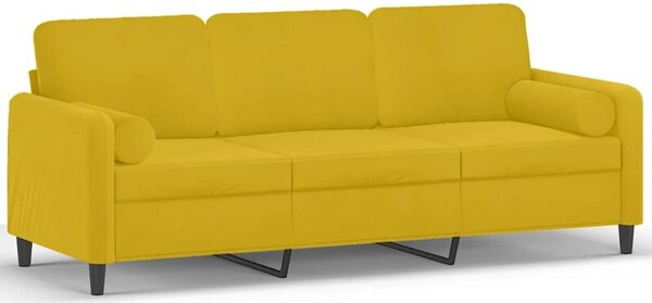 Sofa 3-osobowa z poduszkami, Å¼Ã³Åta, 180 cm, aksamit