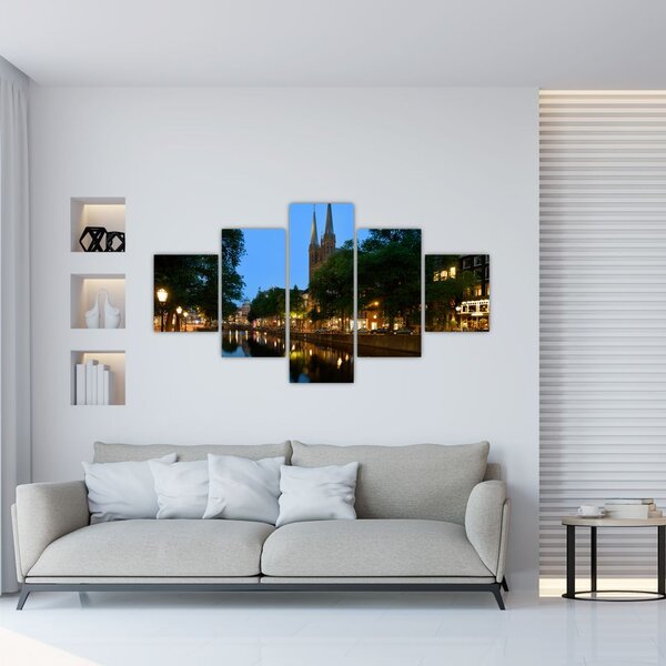 Obraz nocnego historycznego miasta (125x70 cm)