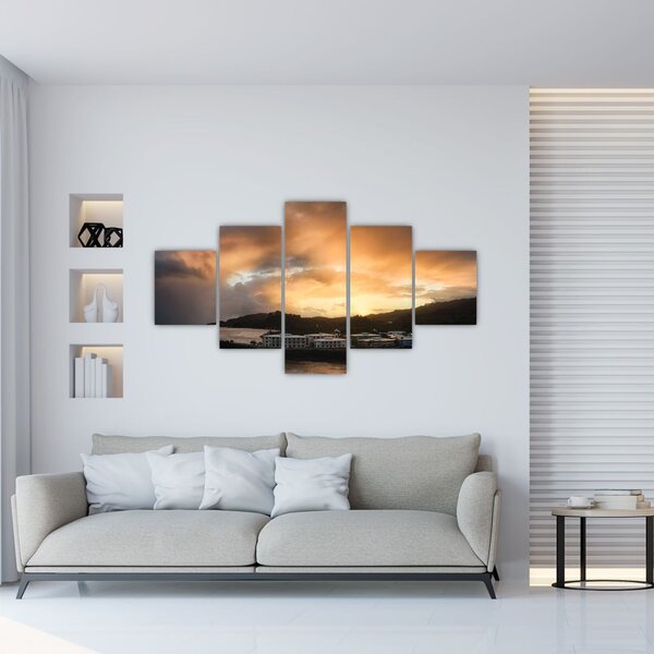 Obraz - plaża z pochmurnym niebem (125x70 cm)
