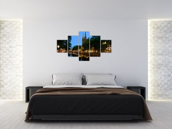 Obraz nocnego historycznego miasta (125x70 cm)