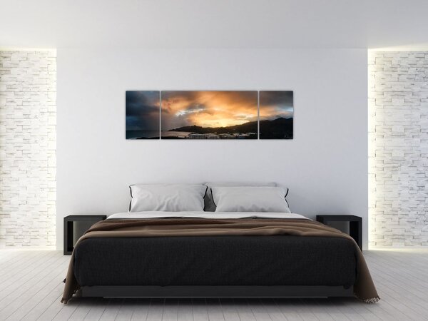 Obraz - plaża z pochmurnym niebem (170x50 cm)