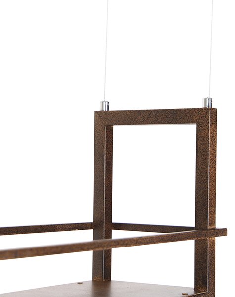 Industrialna lampa wisząca rdzawo-brązowa z półką 4-światłowa - Cage Rack