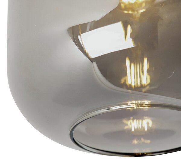 Designerska lampa sufitowa czarna i złota z dymionym szkłem - Zuzanna