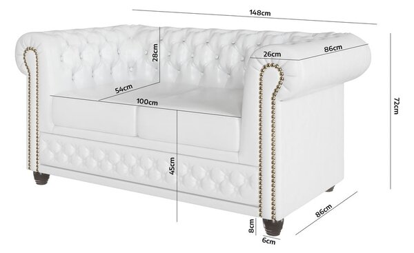 Biała sofa z imitacji skóry 148 cm York – Ropez