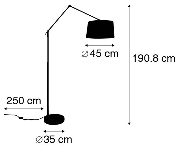 Nowoczesna lampa podłogowa stalowa z kloszem ciemnoszarym 45 cm - Editor