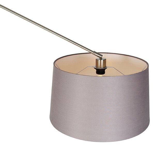 Nowoczesna lampa podłogowa stalowa z kloszem ciemnoszarym 45 cm - Editor