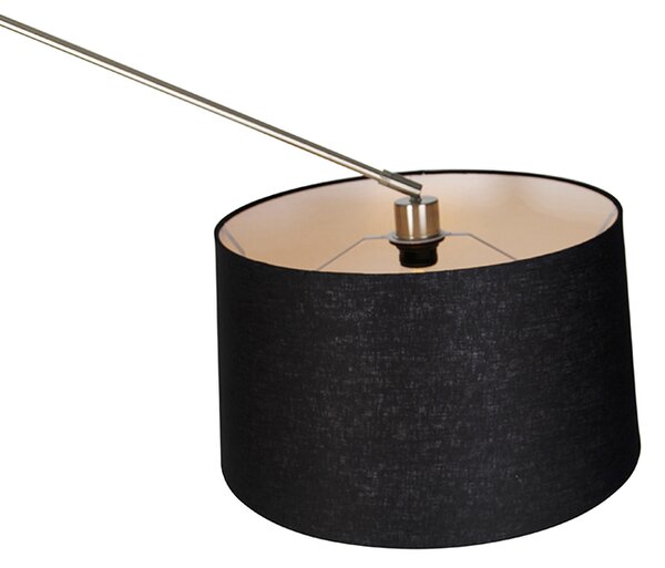Nowoczesna lampa podłogowa stalowa z abażurem z czarnego lnu 45 cm - Editor