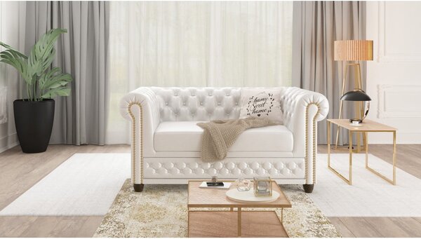 Biała sofa z imitacji skóry 148 cm York – Ropez