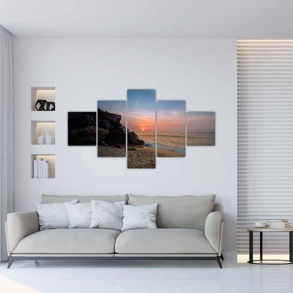 Obraz zachodu słońca na plaży (125x70 cm)
