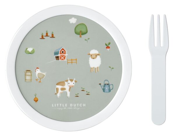 Jasnozielony plastikowy pojemnik śniadaniowy dla dzieci Little Farm by Little Dutch – Mepal