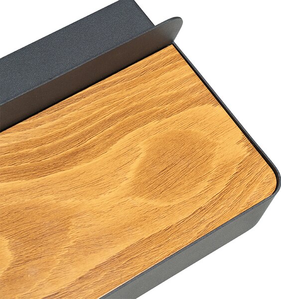 Nowoczesna lampa ścienna czarna w komplecie z LED, USB i przełącznikiem - Ted