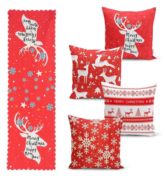 Zestaw 4 świątecznych poszewek na poduszki i bieżnika Minimalist Cushion Covers Joy