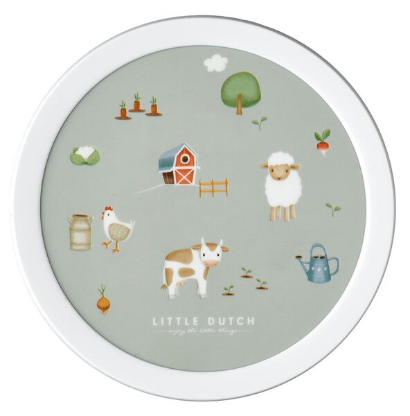 Jasnozielony plastikowy pojemnik śniadaniowy dla dzieci Little Farm by Little Dutch – Mepal