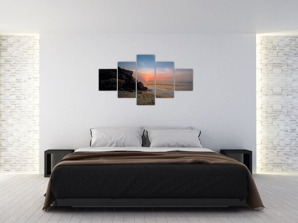 Obraz zachodu słońca na plaży (125x70 cm)