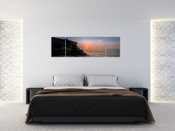Obraz zachodu słońca na plaży (170x50 cm)