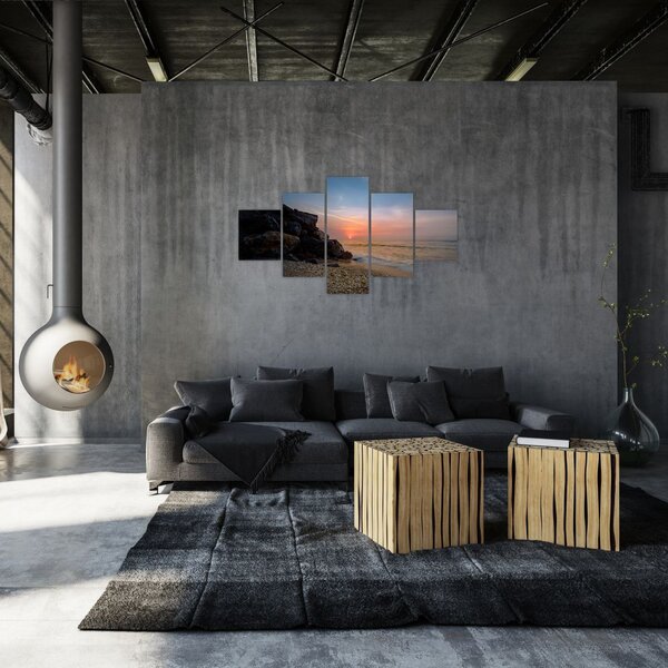 Obraz zachodu słońca na plaży (125x70 cm)