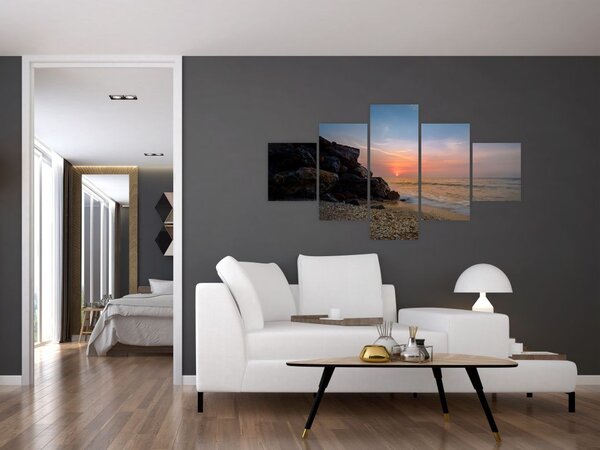 Obraz zachodu słońca na plaży (125x70 cm)