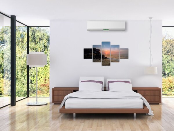 Obraz zachodu słońca na plaży (125x70 cm)