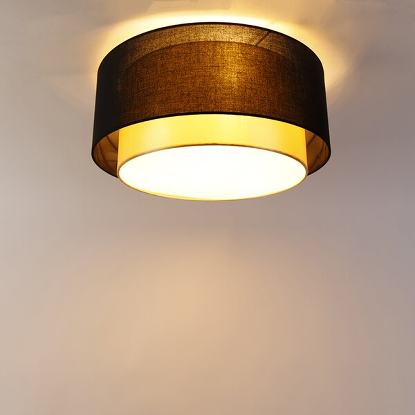 Nowoczesna lampa sufitowa czarna ze złotem 50 cm 3-światła - Drum Duo