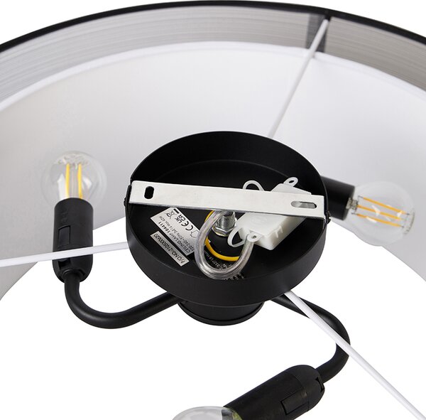 Nowoczesna lampa sufitowa czarna z białym 50 cm 3-światła - Drum Duo